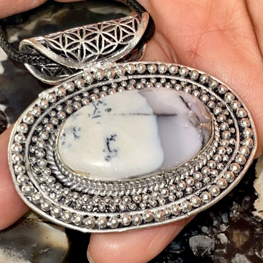 Dendritic Tree Agate Pendant 1 7/8”x 1 7/8”